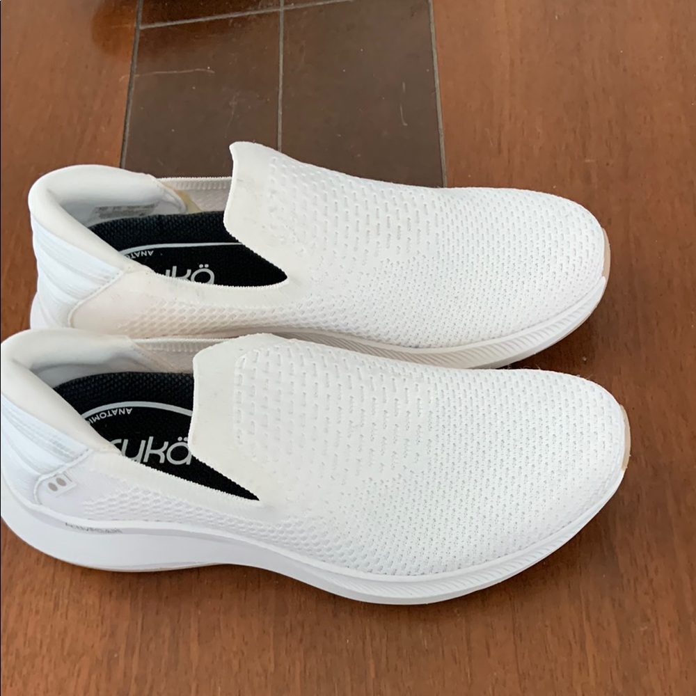 Ryka White Slip-On Loafers with Cushioned Sole